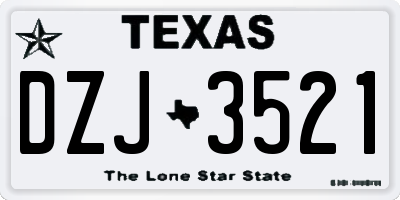 TX license plate DZJ3521