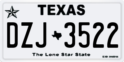 TX license plate DZJ3522
