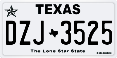 TX license plate DZJ3525