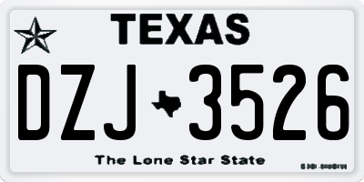 TX license plate DZJ3526