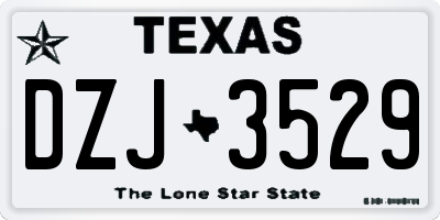 TX license plate DZJ3529