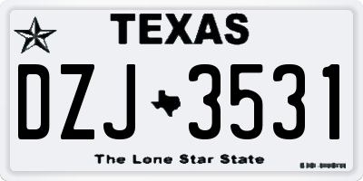 TX license plate DZJ3531