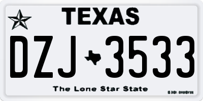 TX license plate DZJ3533