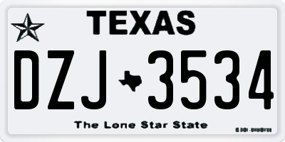 TX license plate DZJ3534