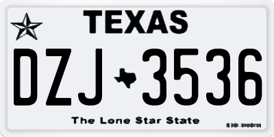 TX license plate DZJ3536