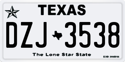 TX license plate DZJ3538
