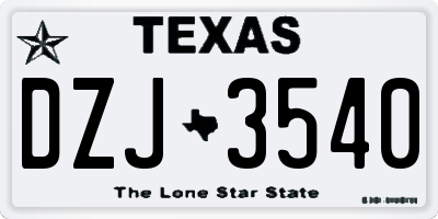 TX license plate DZJ3540