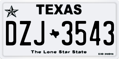 TX license plate DZJ3543