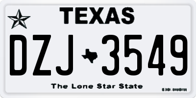 TX license plate DZJ3549