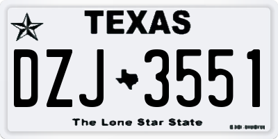 TX license plate DZJ3551