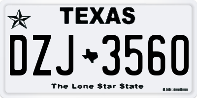 TX license plate DZJ3560