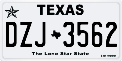 TX license plate DZJ3562