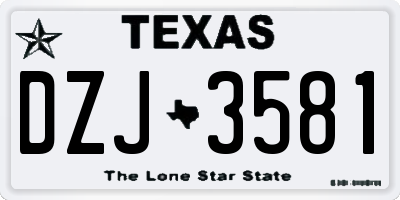 TX license plate DZJ3581
