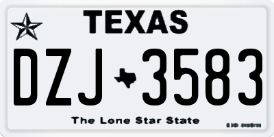 TX license plate DZJ3583
