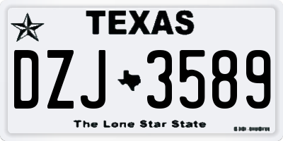 TX license plate DZJ3589