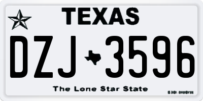 TX license plate DZJ3596