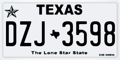 TX license plate DZJ3598