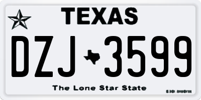 TX license plate DZJ3599
