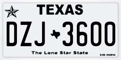 TX license plate DZJ3600