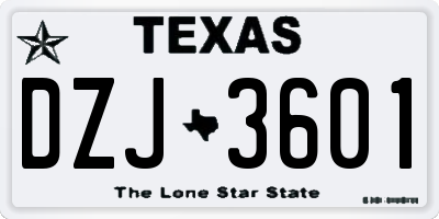 TX license plate DZJ3601