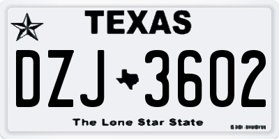 TX license plate DZJ3602