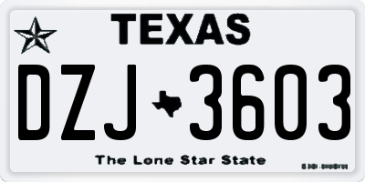 TX license plate DZJ3603