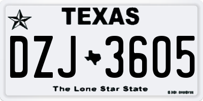TX license plate DZJ3605