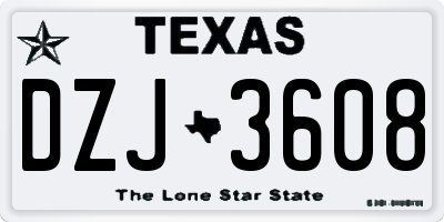 TX license plate DZJ3608