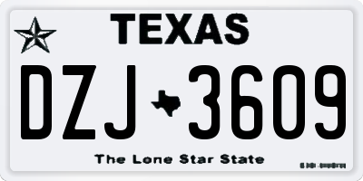 TX license plate DZJ3609