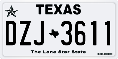 TX license plate DZJ3611