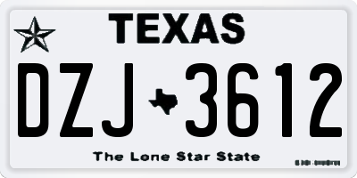 TX license plate DZJ3612