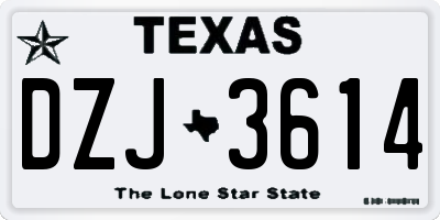 TX license plate DZJ3614