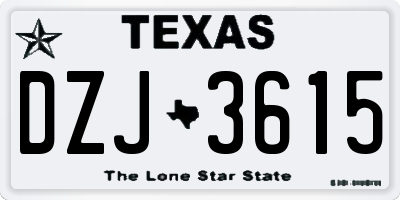 TX license plate DZJ3615