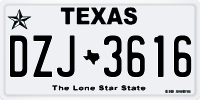 TX license plate DZJ3616