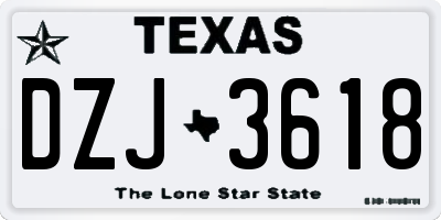 TX license plate DZJ3618