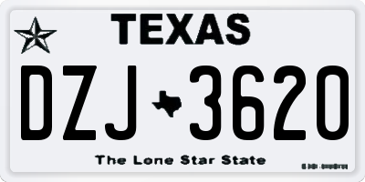 TX license plate DZJ3620