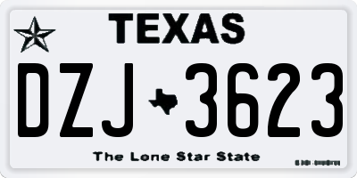 TX license plate DZJ3623