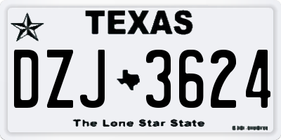 TX license plate DZJ3624