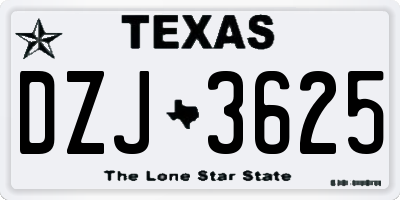 TX license plate DZJ3625