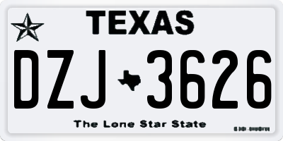 TX license plate DZJ3626