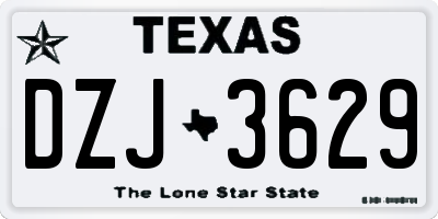 TX license plate DZJ3629