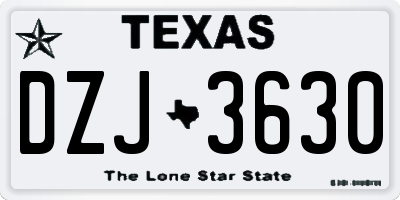 TX license plate DZJ3630