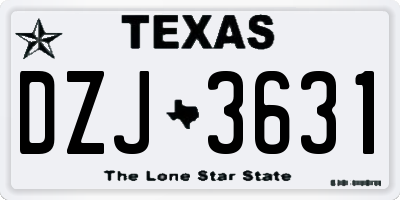 TX license plate DZJ3631