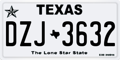 TX license plate DZJ3632