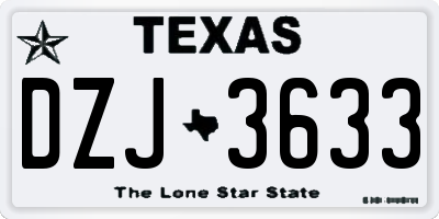 TX license plate DZJ3633