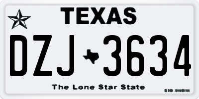 TX license plate DZJ3634