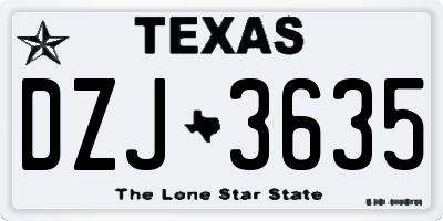 TX license plate DZJ3635