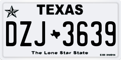 TX license plate DZJ3639