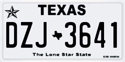 TX license plate DZJ3641