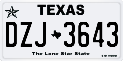 TX license plate DZJ3643
